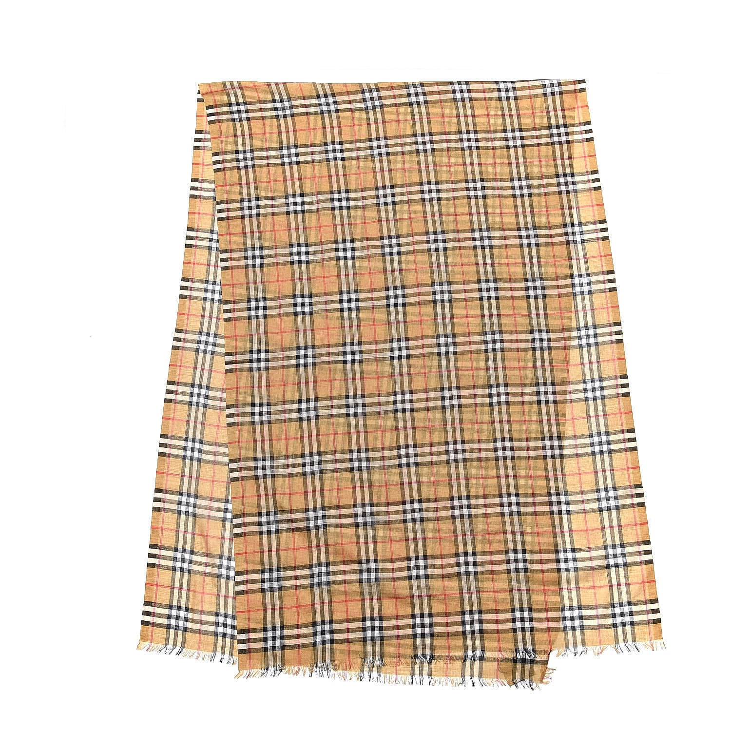 Burberry Wool Silk Gauze Vintage Check Scarf Antique Yellow 3 of 7