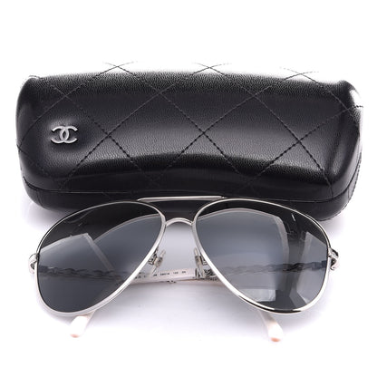 Chanel Lambskin Aviator Chain Sunglasses 4194-Q Silver 8 of 8