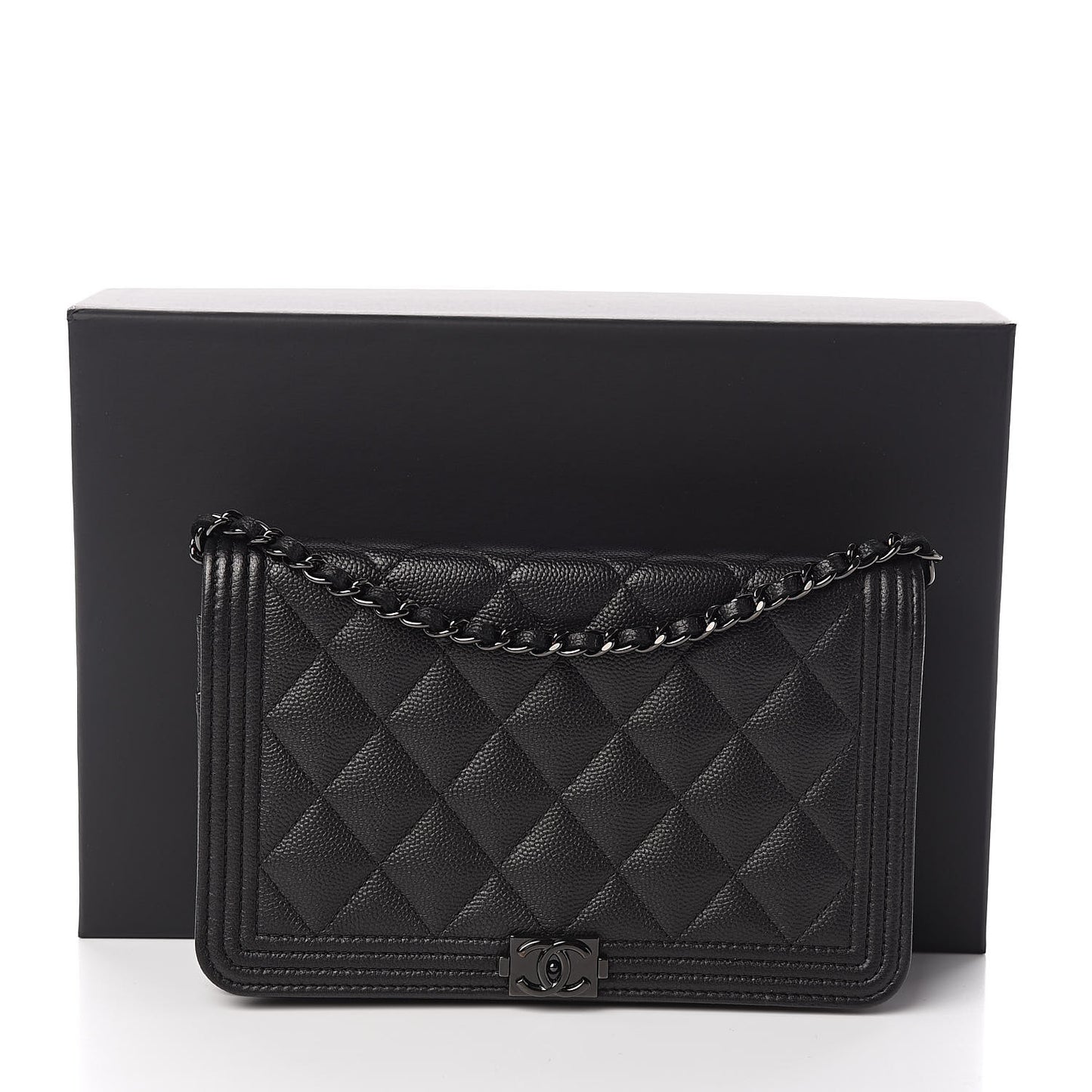 Caviar Quilted Boy Wallet On Chain WOC So Black
