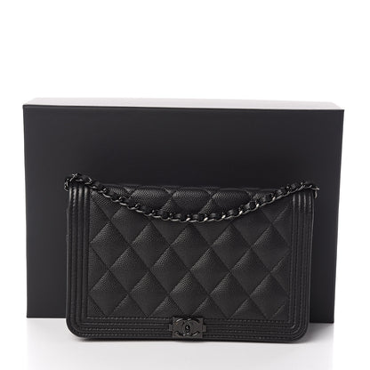 Chanel Caviar Quilted Boy Wallet On Chain WOC So Black 12 of 12