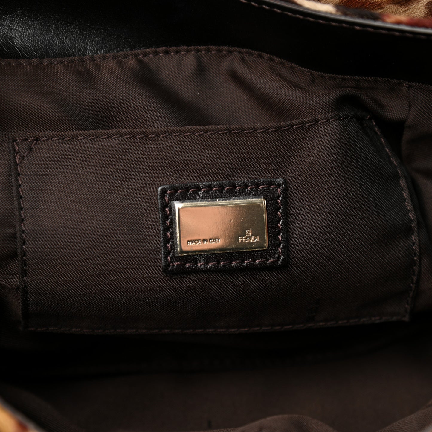 Calf Hair Leopard Small Chef Shoulder Bag Tobacco