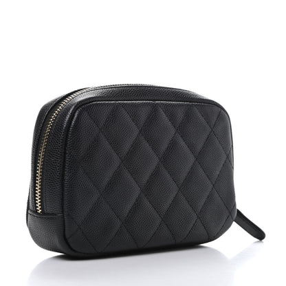 Chanel Caviar Quilted Small Curvy Pouch Cosmetic Case Black 3 of 10