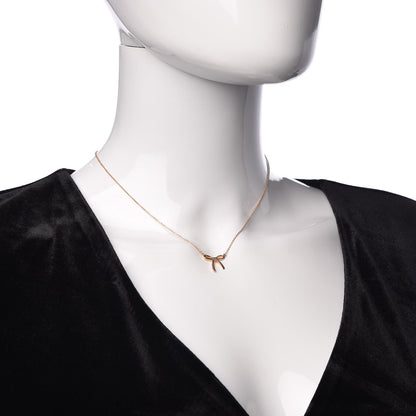 Tiffany 18K Rose Gold Mini Bow Pendant Necklace 2 of 6