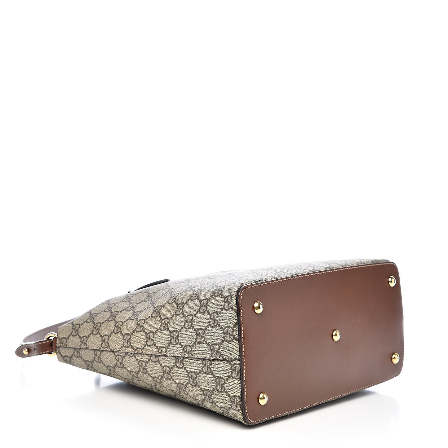 GG Supreme Monogram Linea A Foldover Tote Brown
