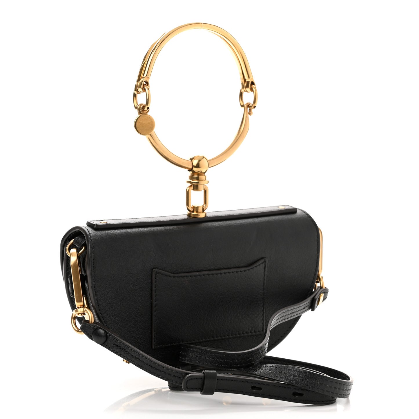 Calfskin Small Nile Bracelet Minaudiere Bag Black