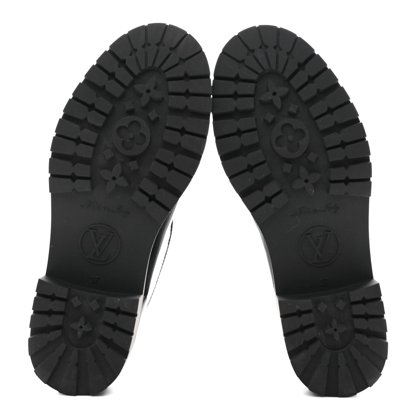 Rubber Embossed Monogram Drops Flat Half Boots 37 Black