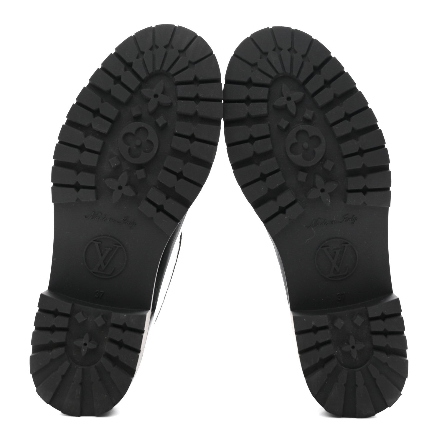 Louis Vuitton Rubber Embossed Monogram Drops Flat Half Boots 37 Black 6 of 9