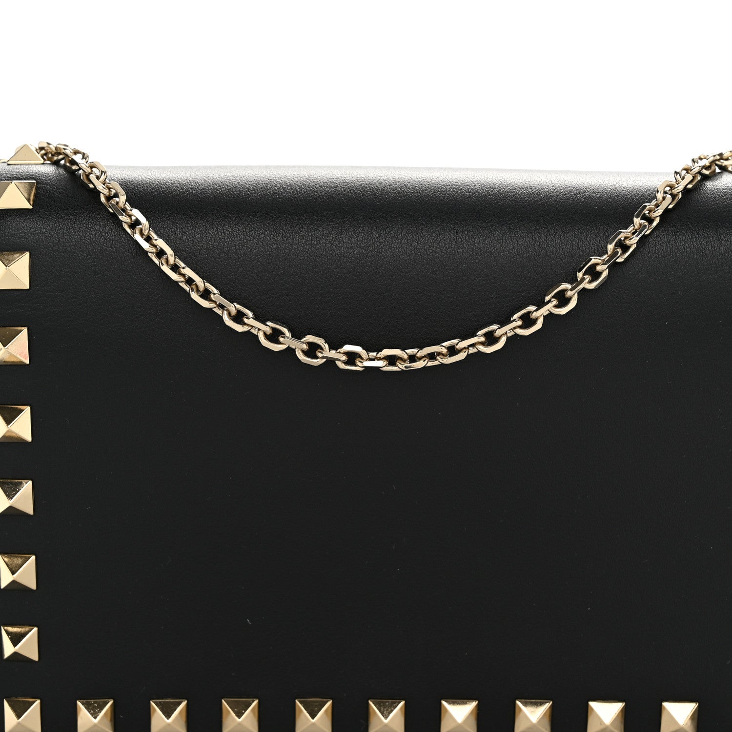 Valentino Garavani Calfskin Rockstud Wallet On Chain Black 7 of 10