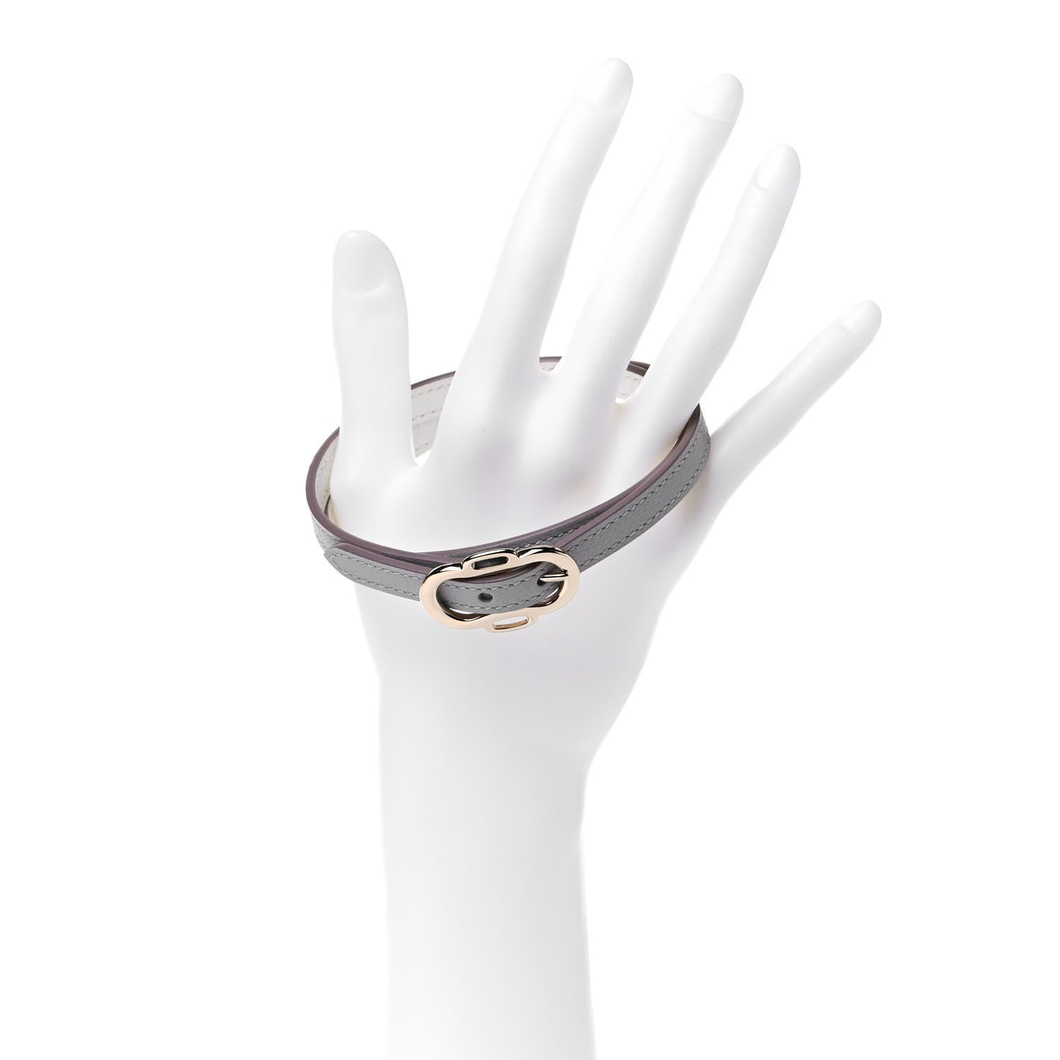 Hermes Evercolor Boucleries Triple Tour Bracelet T3 Gris Perle White 2 of 5