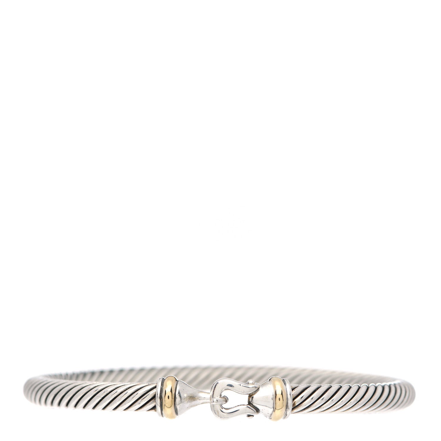 David Yurman Sterling Silver 18K Yellow Gold 5mm Cable Classic Buckle Bracelet 1 of 4