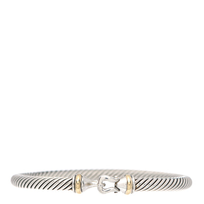 David Yurman Sterling Silver 18K Yellow Gold 5mm Cable Classic Buckle Bracelet 1 of 4