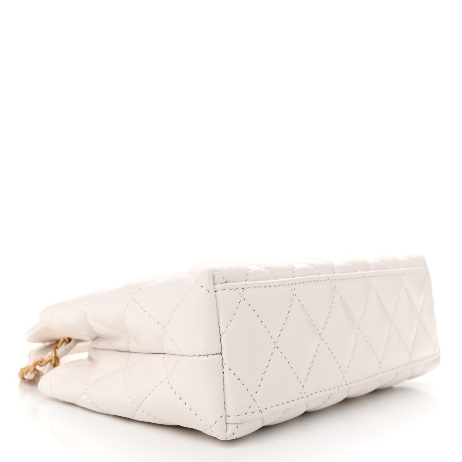 Chanel Shiny Aged Calfskin Quilted Nano Kelly Shopper White 4 of 12