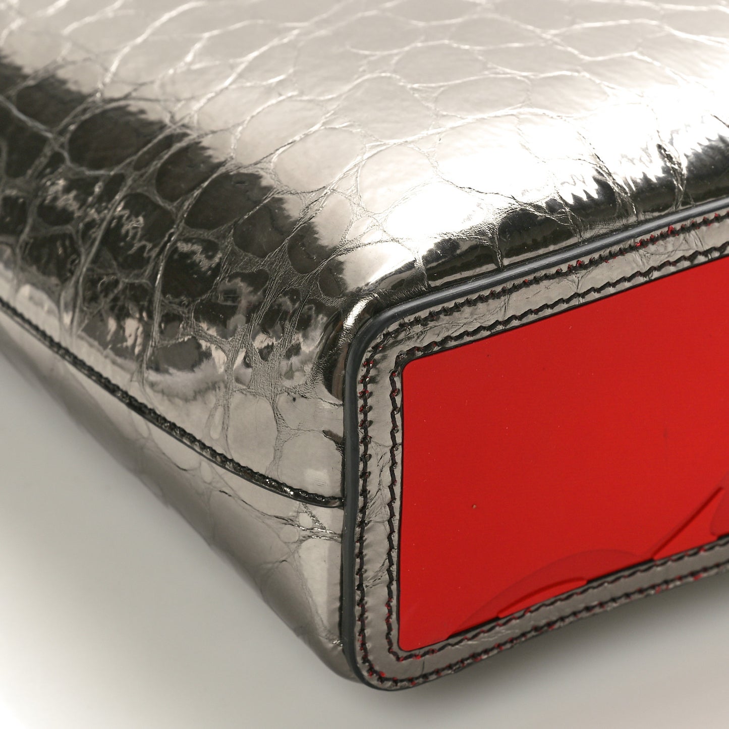 Metallic Crocodile Embossed Spikes East West Cabata Tote Antracite