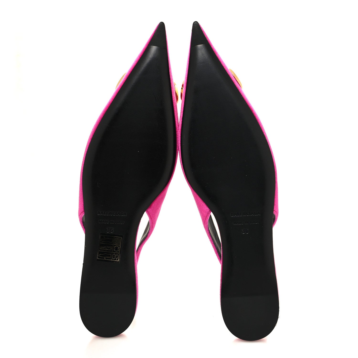 Balenciaga Velvet BB Knife Pointy Toe Slingback Flats 36 Pink 5 of 8