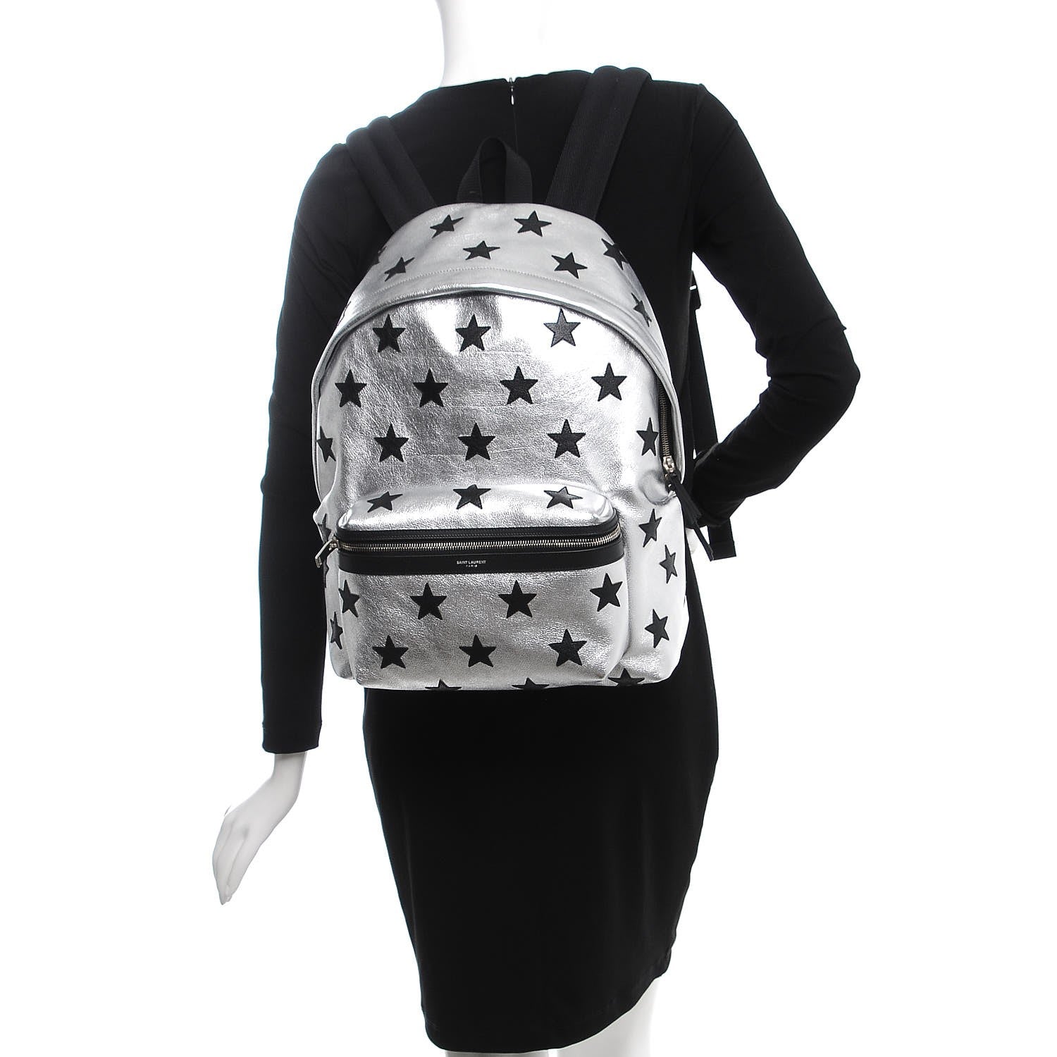 Saint Laurent Metallic Buffalo Star Hunting Backpack Silver Black 2 of 9