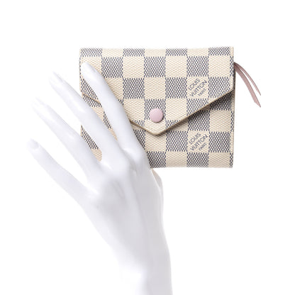 Louis Vuitton Damier Azur Victorine Wallet Rose Ballerine 2 of 8