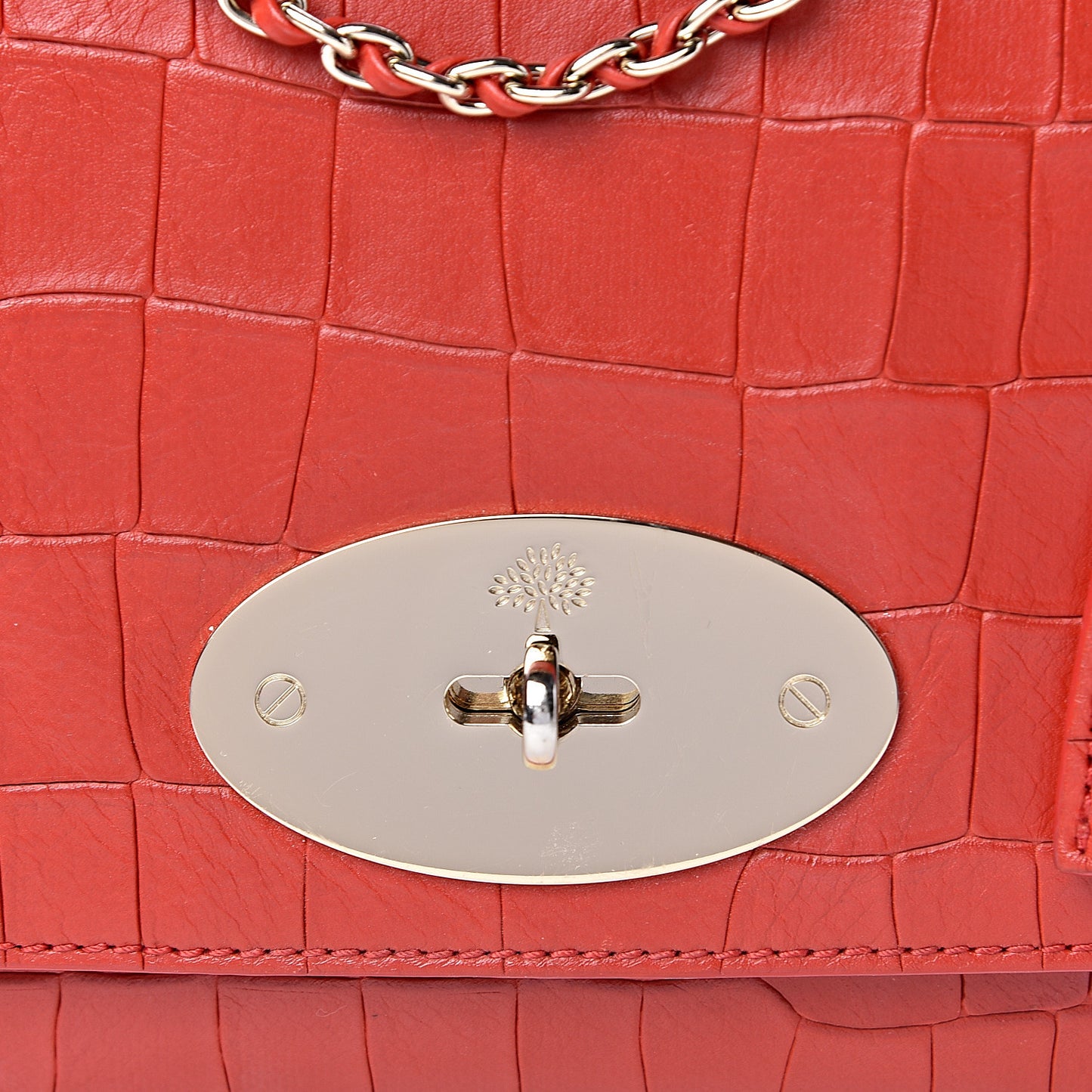 Nappa Crocodile Embossed Small Lily Flap Red