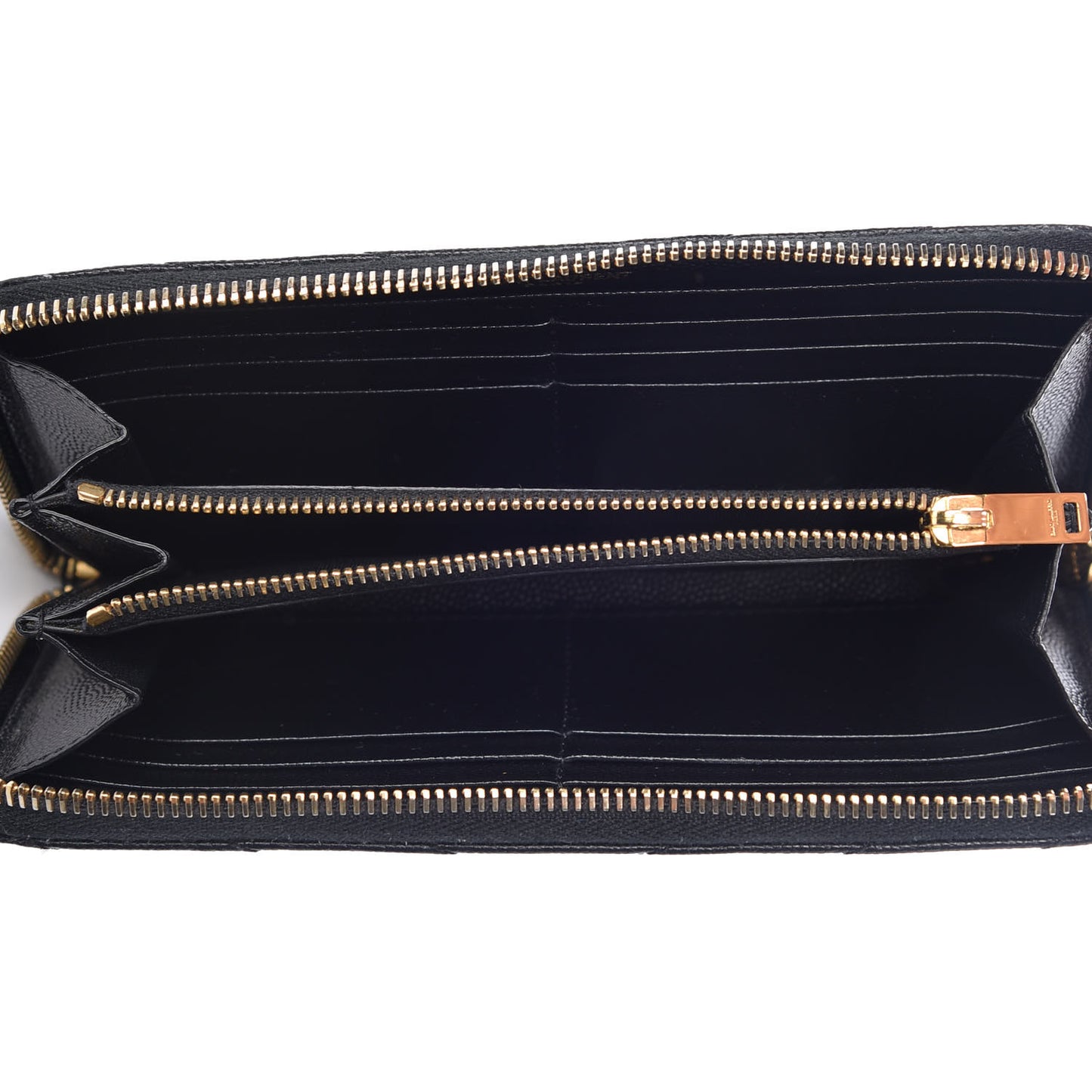 Grain De Poudre Matelasse Chevron Monogram Zip Around Wallet Black