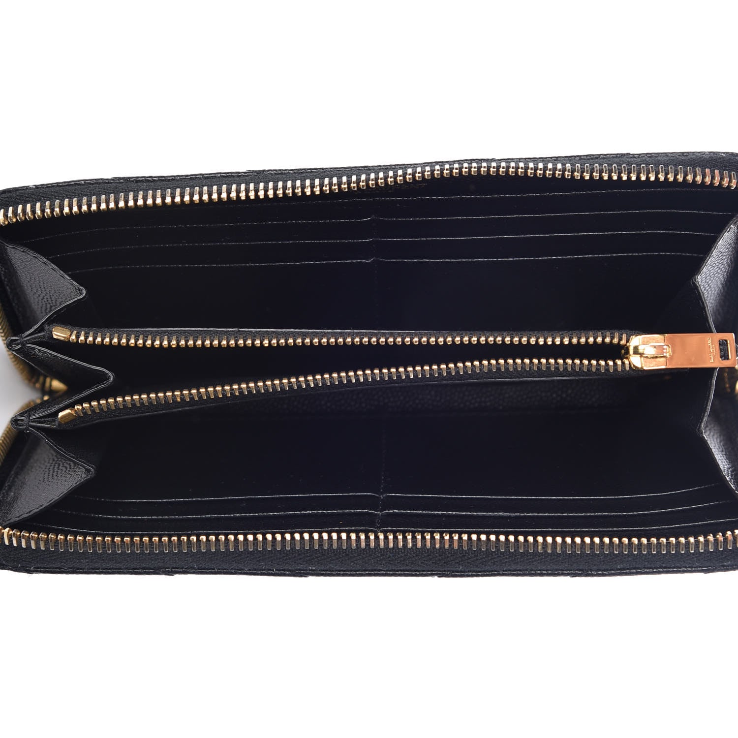 Saint Laurent Grain De Poudre Matelasse Chevron Monogram Zip Around Wallet Black 5 of 9