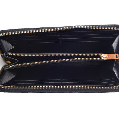 Saint Laurent Grain De Poudre Matelasse Chevron Monogram Zip Around Wallet Black 5 of 9