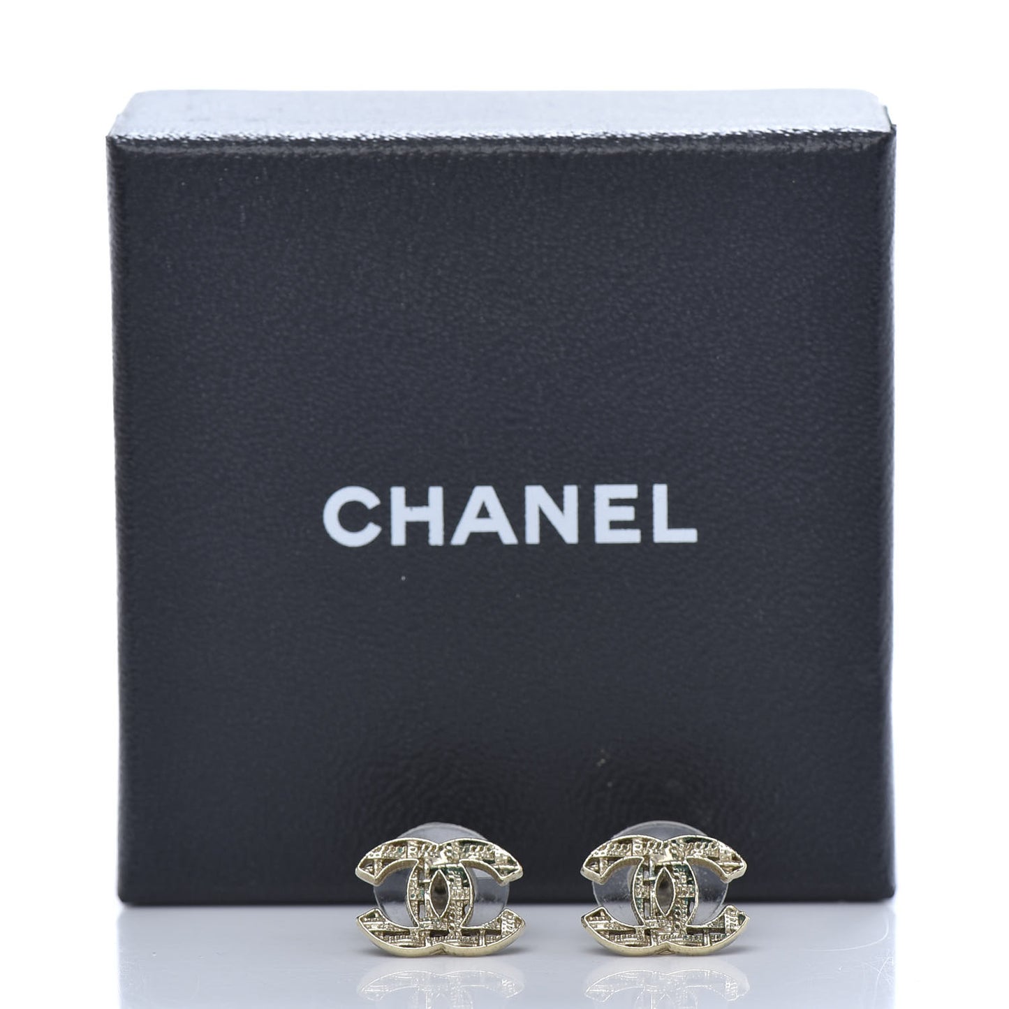 Tweed Effect CC Earrings Gold