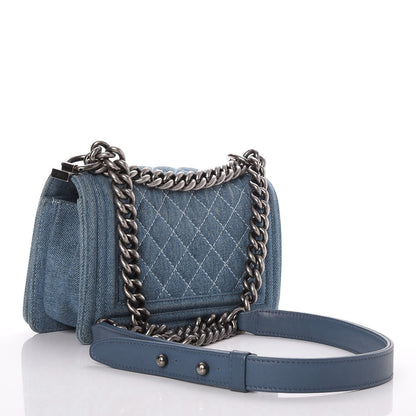 Chanel Denim Quilted Small Boy Flap Blue 4 of 9