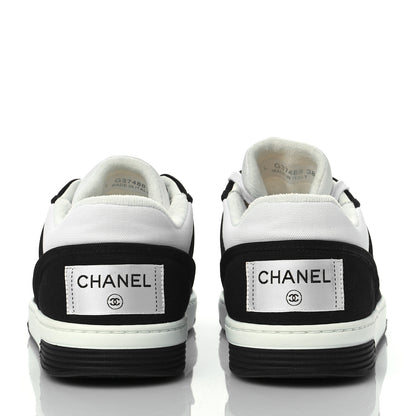 Chanel Fabric Womens Logo Sneakers 38 Black White 5 of 10