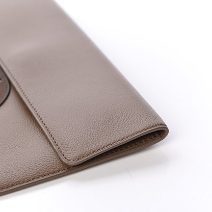 Delvaux Grained Calfskin D Flat Clutch Brown 8 of 12