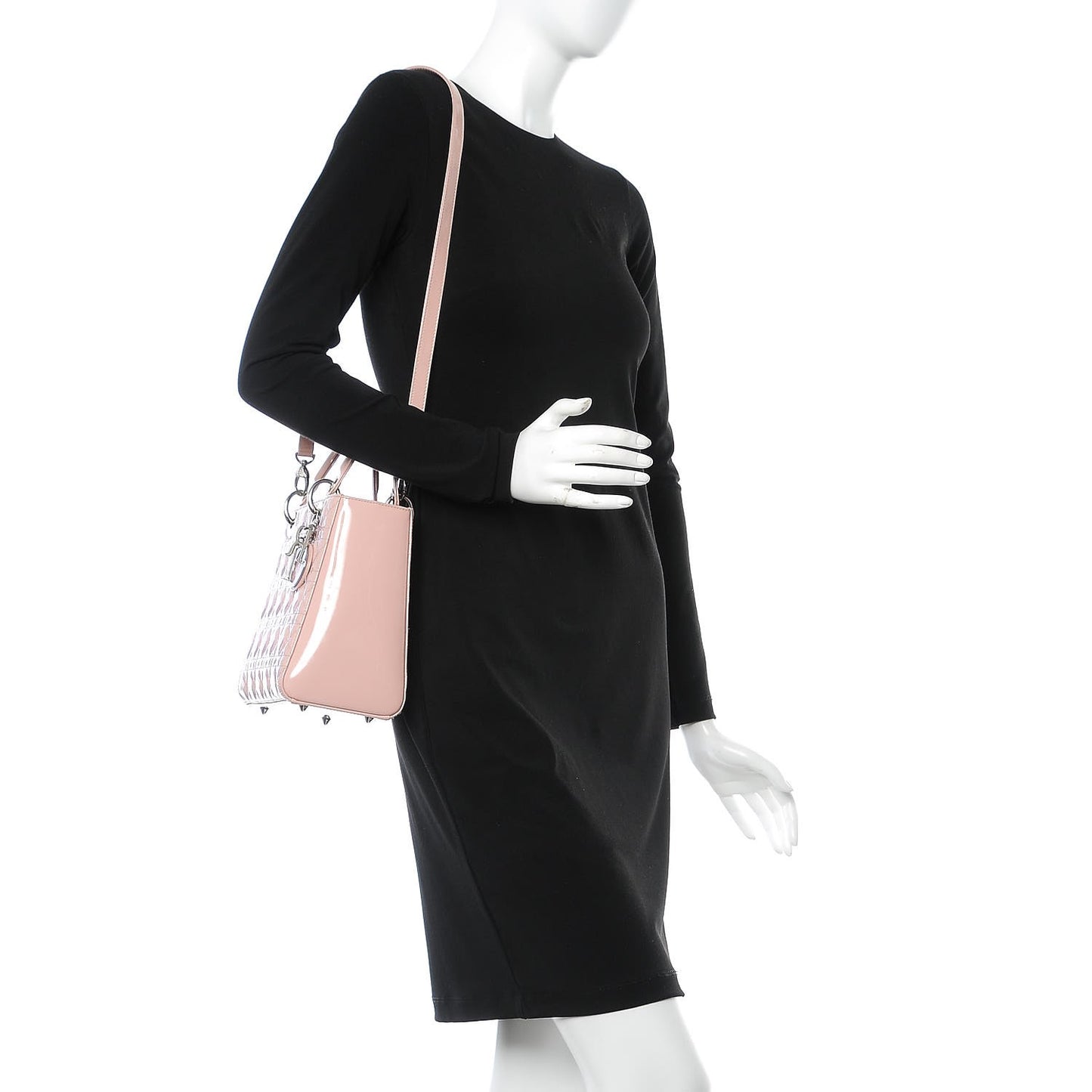 Patent Cannage Medium Lady Dior Rose Clair