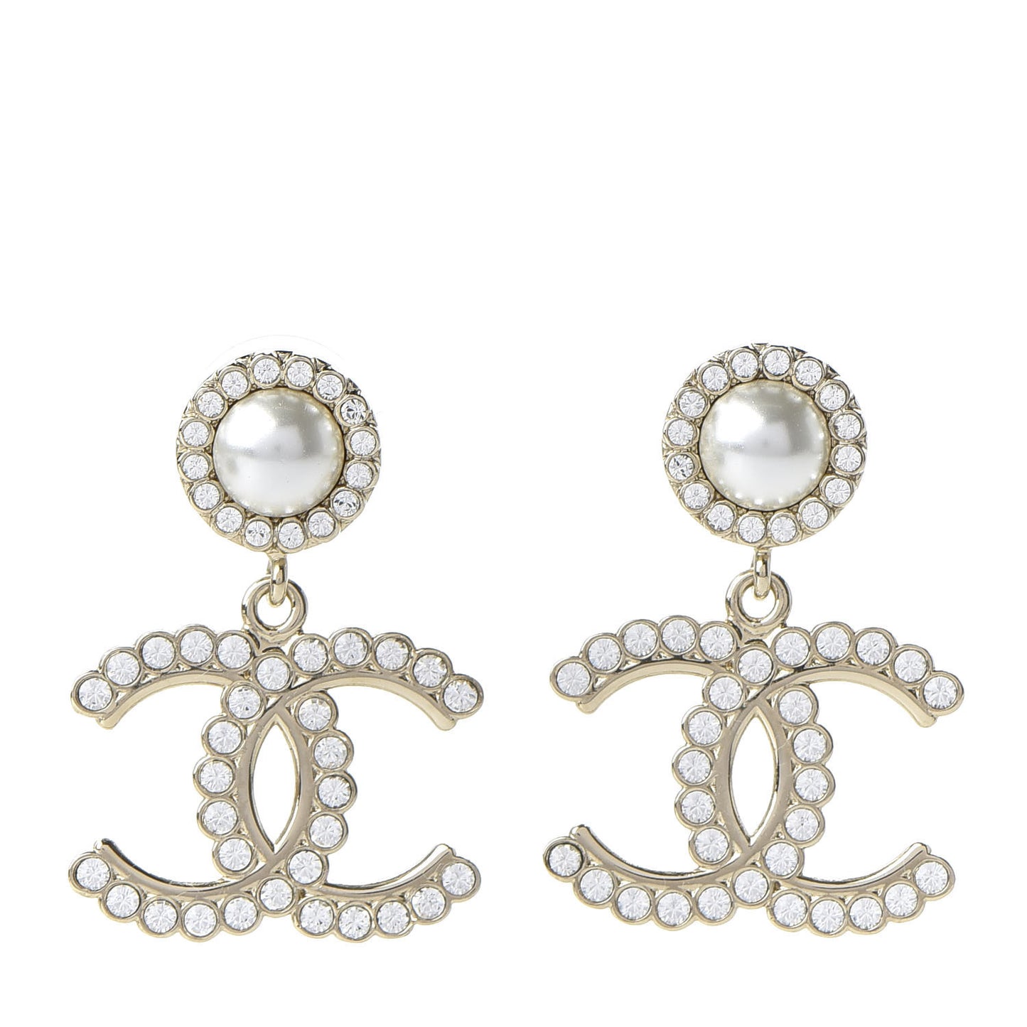 Crystal Pearl Bow-tiful CC Drop Earrings Gold