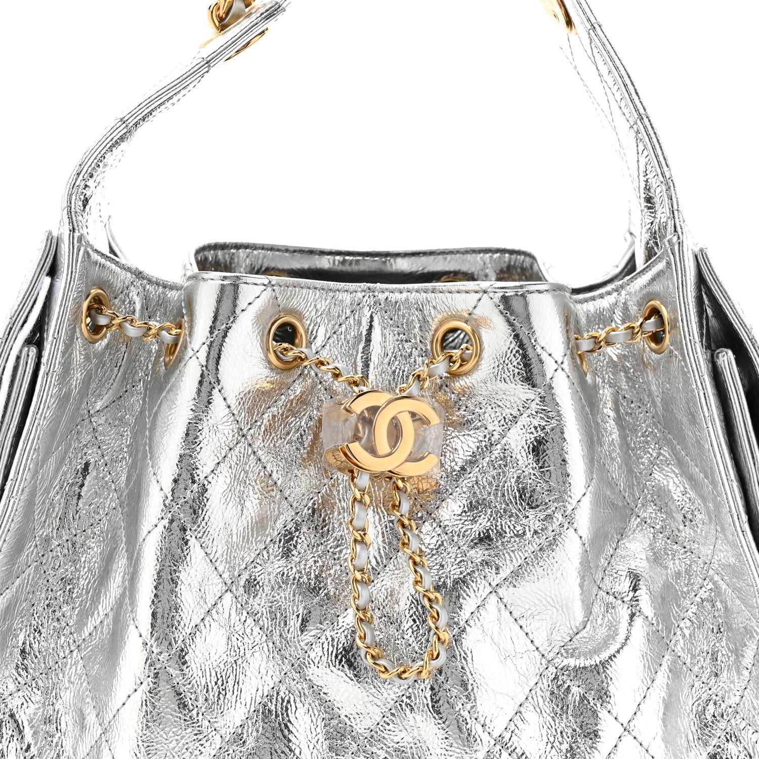 Chanel Metallic Crumpled Calfskin Quilted Small Chanel 25 Handbag Silvery 8 of 11