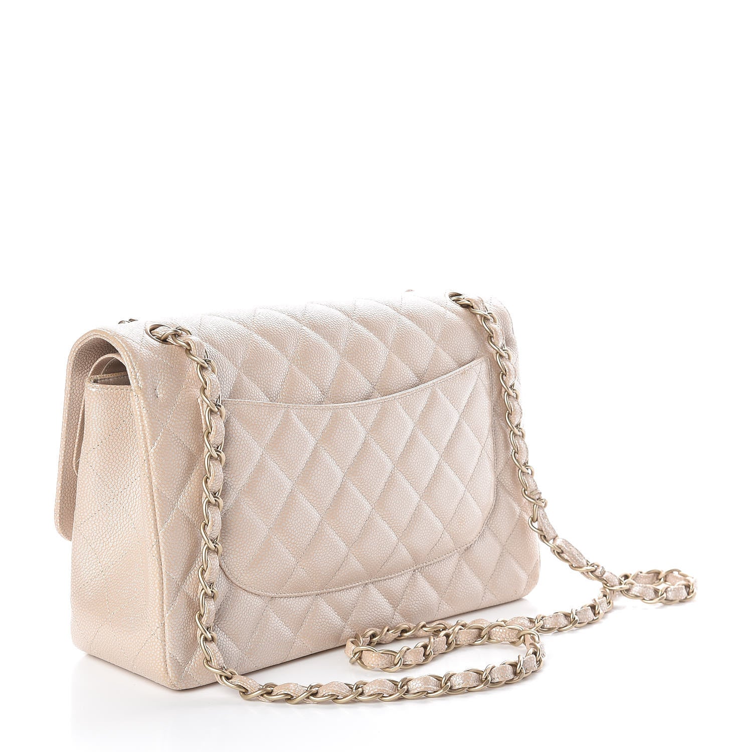 Chanel Pearly Caviar Quilted Jumbo Double Flap Light Beige 3 of 12
