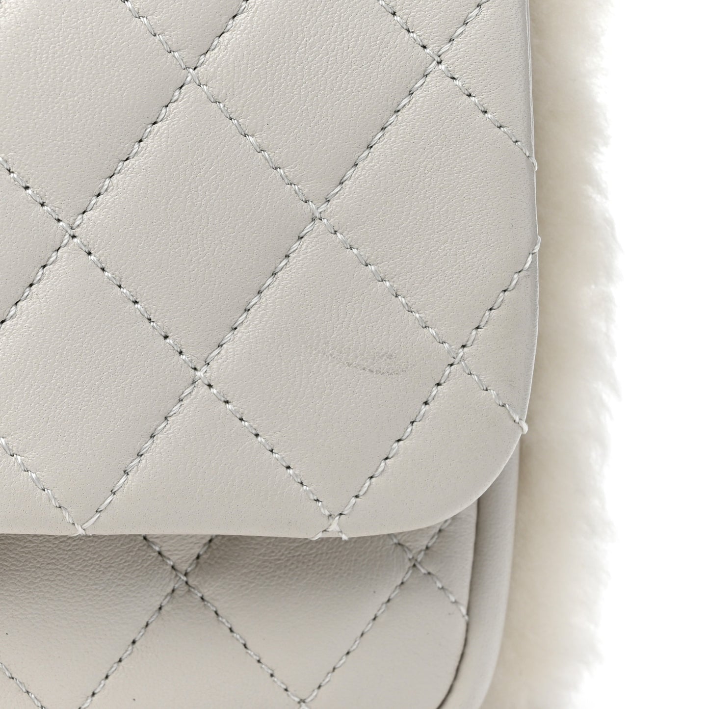 Lambskin Shearling CC Muff Flap Bag White