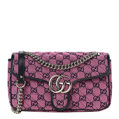 Gucci Monogram Multicolor Matelasse Diagonal Small GG Marmont Shoulder Bag Pink Blue 1 of 11