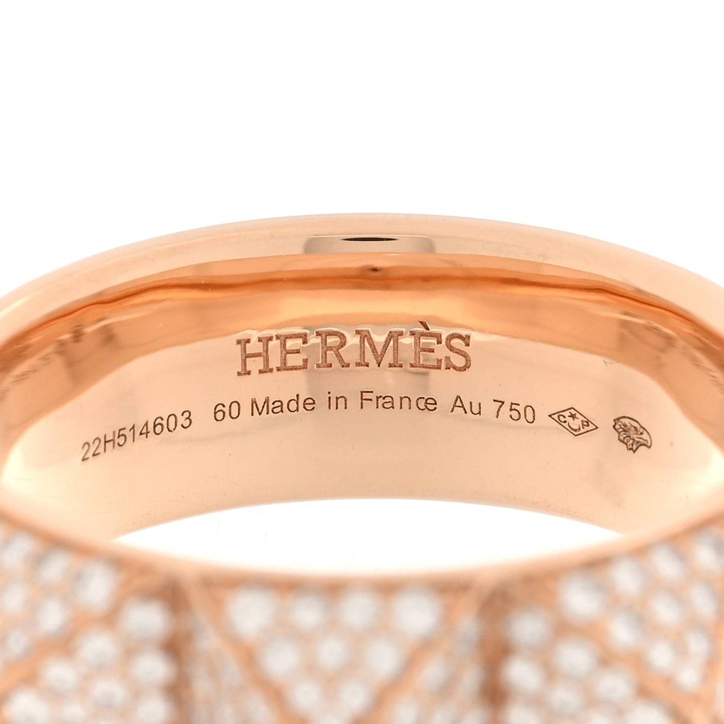 18K Rose Gold Diamond Pave Clou D'H Ring 60 9