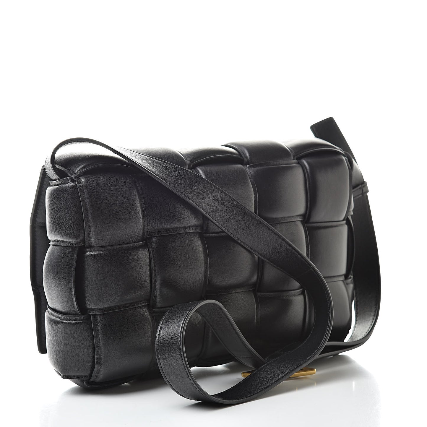Paper Calfskin Maxi Intreccio Padded Cassette Crossbody Bag Black