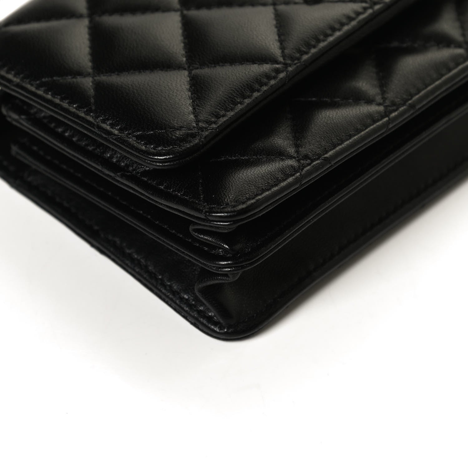 Chanel Lambskin Quilted Mini Camellia Bow Wallet On Chain WOC Black 16 of 20