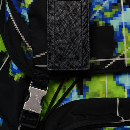 Prada Tessuto Nylon Radar Print Medium Double Buckle Backpack Multicolor 7 of 13