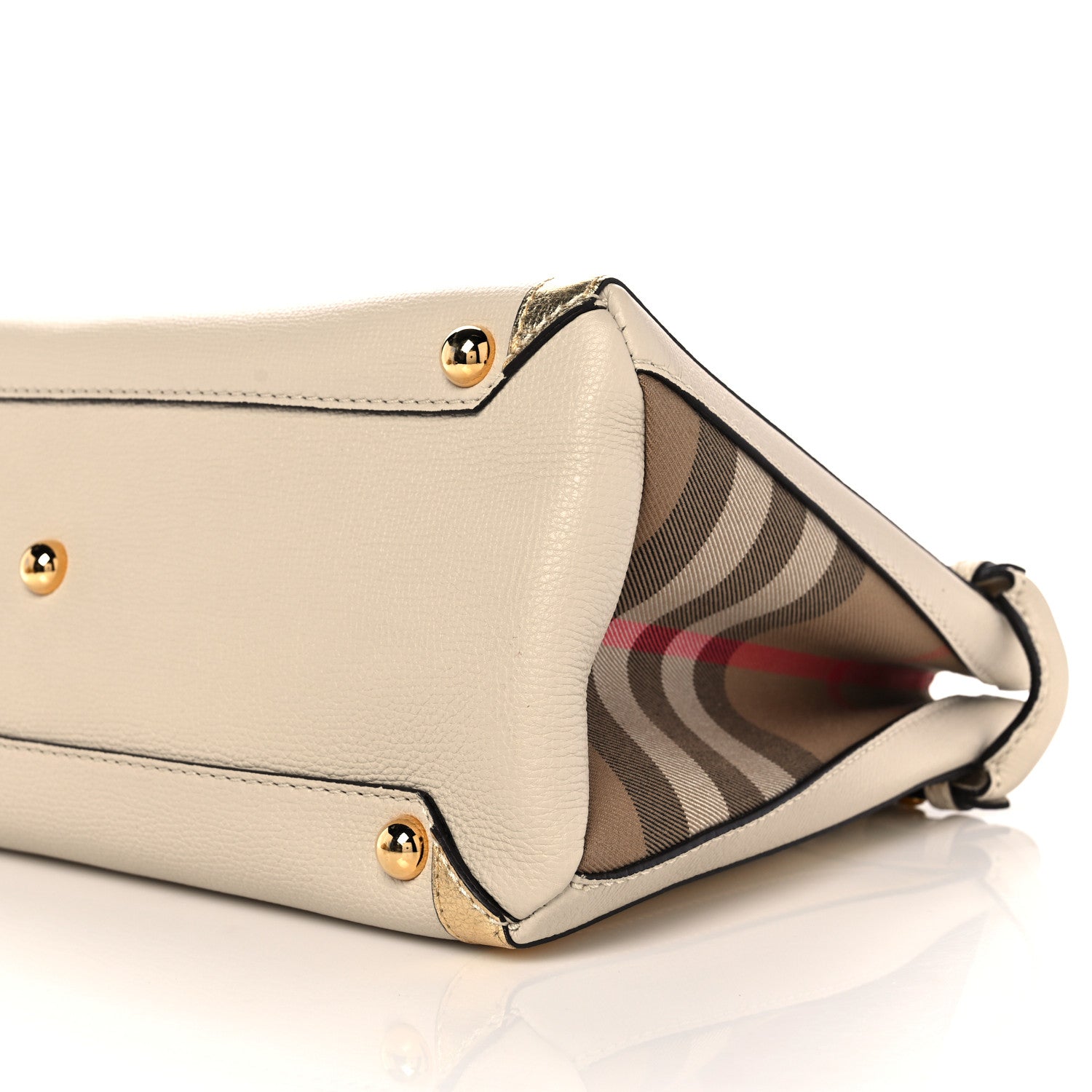 Burberry Calfskin Medium Bi-Color Banner Tote Gold White 9 of 11