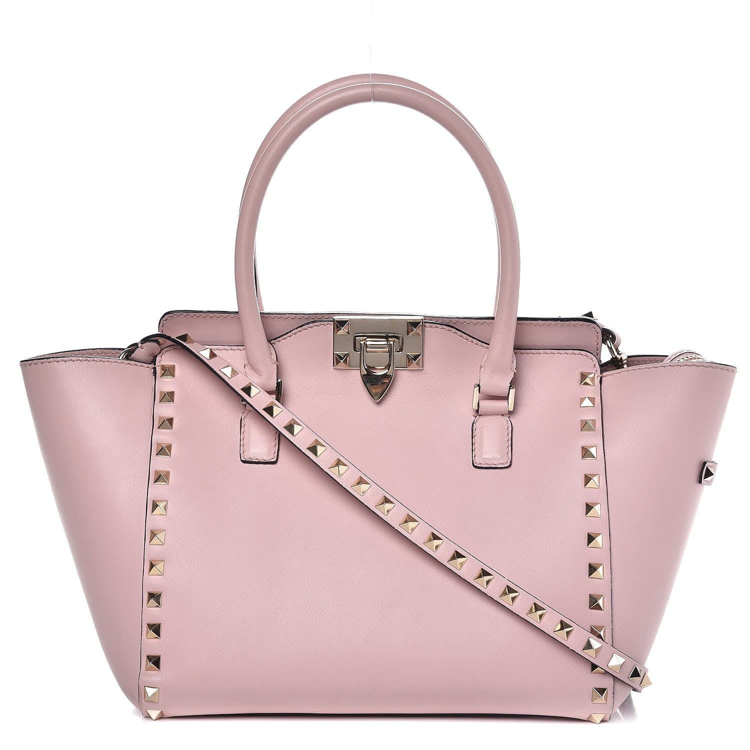 Valentino Garavani Vitello Small Rockstud Double Handle Tote Water Rose 1 of 15