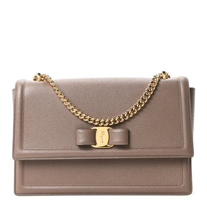 Salvatore Ferragamo Pebbled Calfskin Ginny Shoulder Bag Caraway Seed 1 of 10