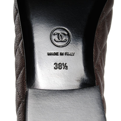 Chanel Metallic Calfskin Quilted Cap Toe Ballerina Flats 38.5 Argent 6 of 8