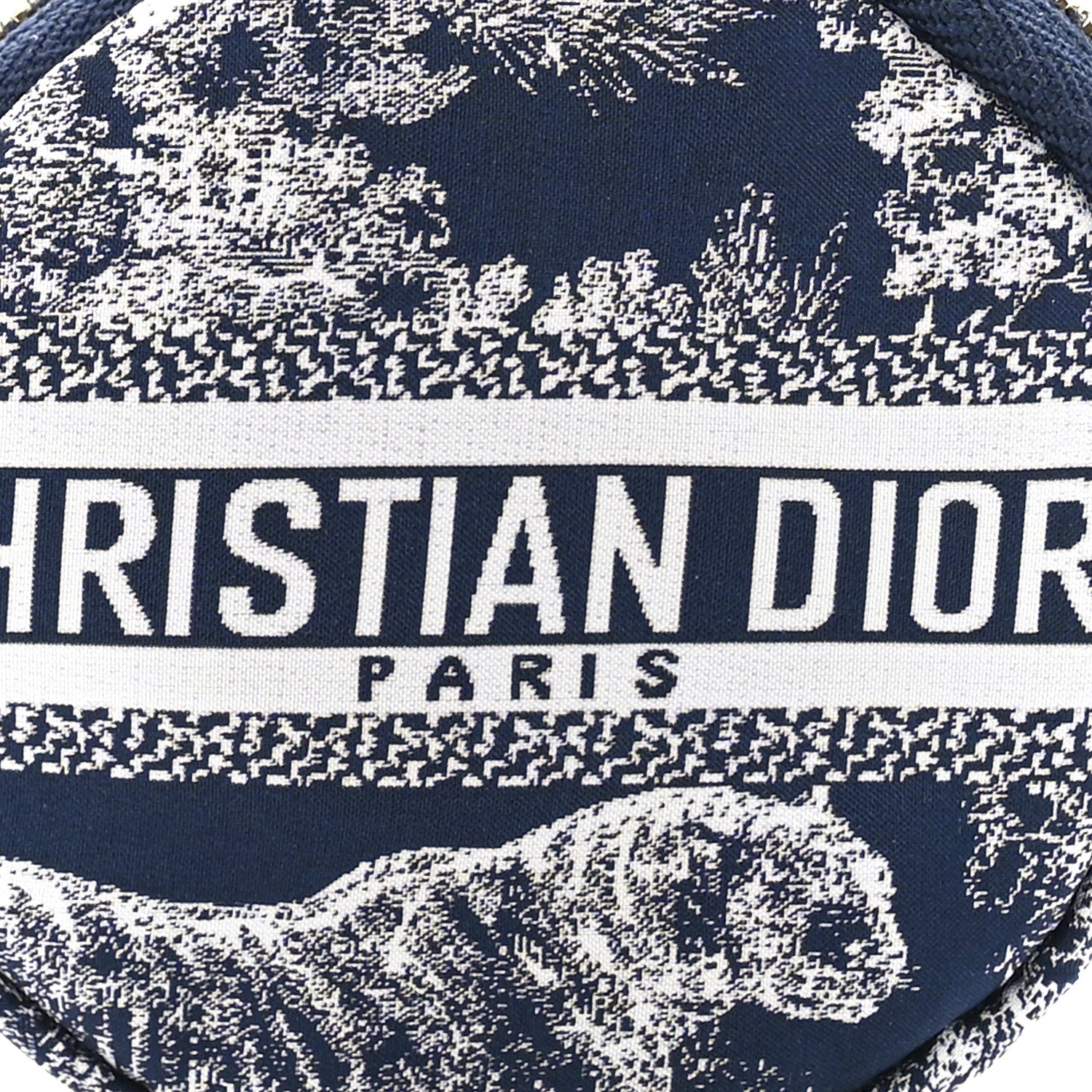 Christian Dior Technical Fabric Embroidered Toile De Jouy DiorTravel Round Coin Purse Blue 8 of 11