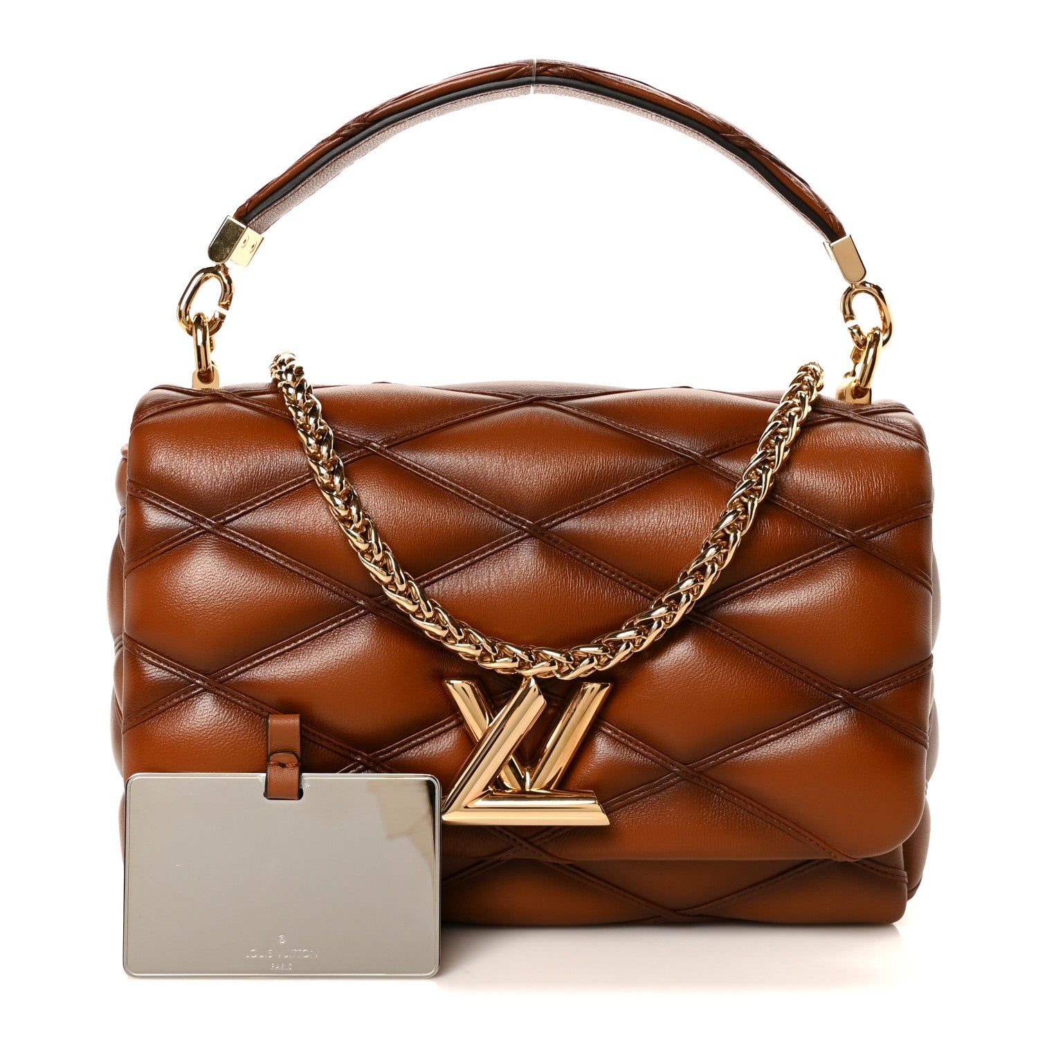Louis Vuitton Lambskin Malletage Top Handle GO-14 MM Toast Tan 3 of 12