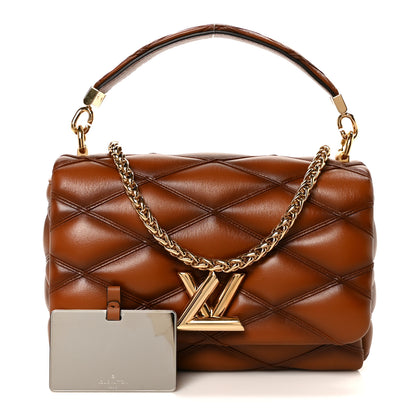 Louis Vuitton Lambskin Malletage Top Handle GO-14 MM Toast Tan 3 of 12