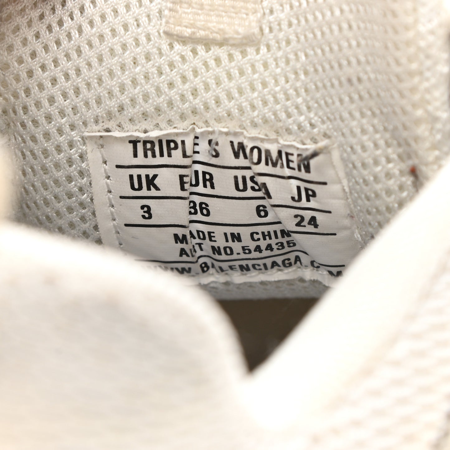 Fabric Mesh Clear Sole Womens Triple S Sneakers 36 White