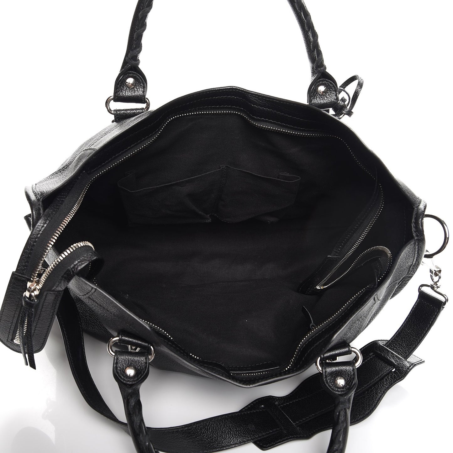 Chevre Silver Metallic Edge Hardware City Black