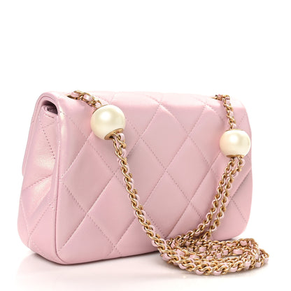 Chanel Pearly Lambskin Quilted Pearl Small Flap Pink 3 of 11