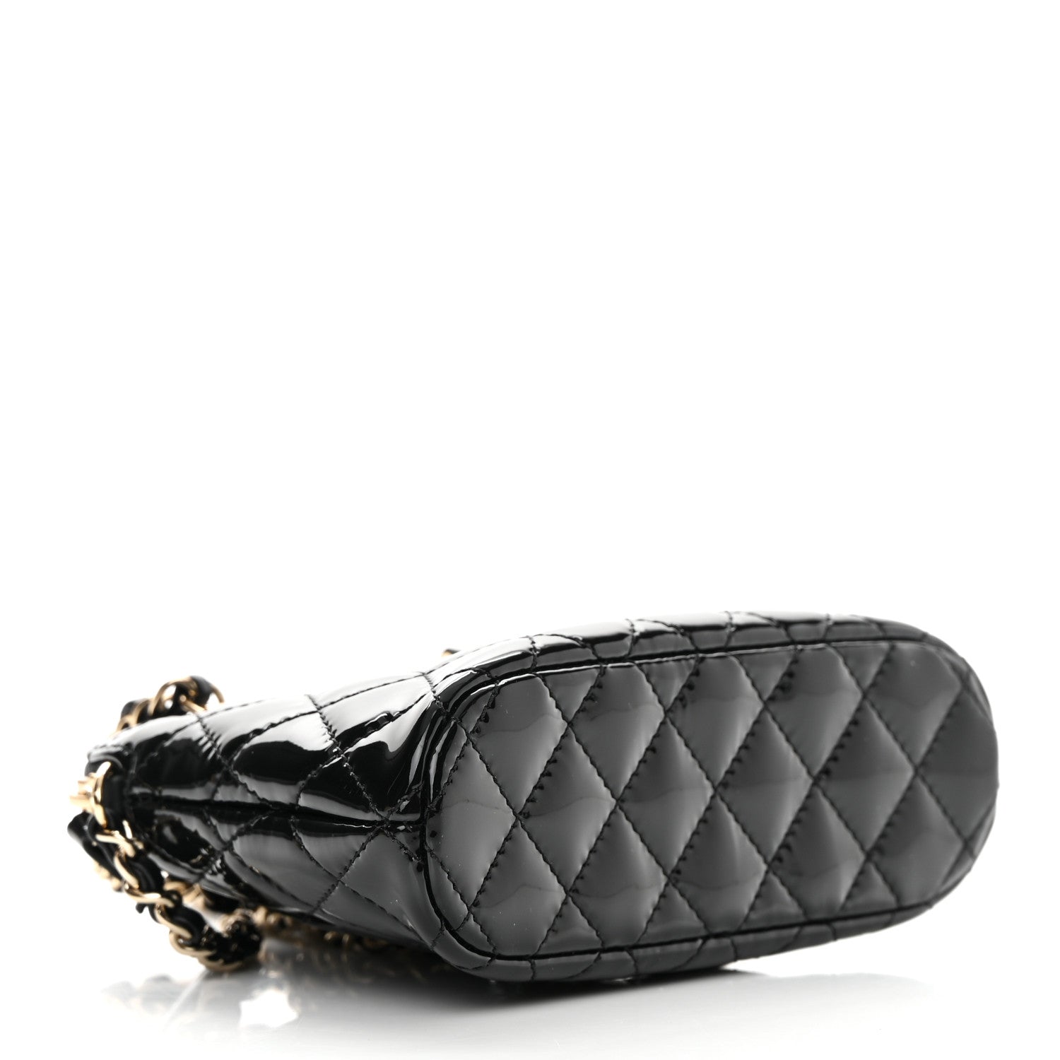 Chanel Patent Calfskin Quilted Shiny Coco Clutch With Chain Black 4 of 12
