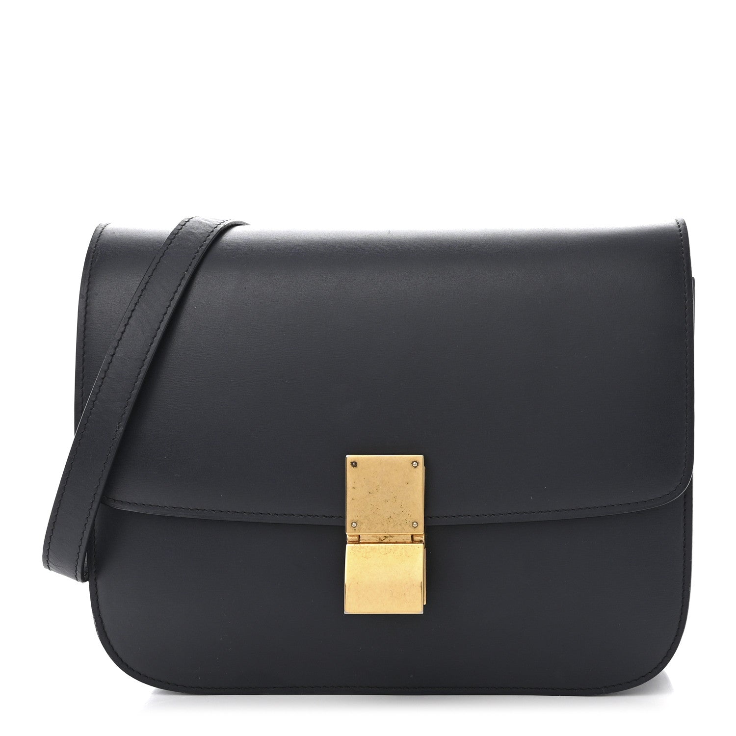 Celine Box Calfskin Medium Classic Box Flap Bag Navy 1 of 12